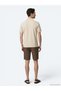 Beige Plain Cotton Blend T-Shirt - 5