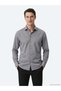 Gray Regular Fit Long Woven Casual Cotton Blend Shirt