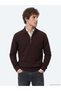 Burgundy Organic Bato Collar Striped Cotton Blend Knit Sweater - 3