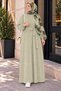 Women's Belted Textured Hijab Dress – Long Sleeve Casual Dress - 2