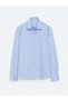 Light Navy Blue Regular Fit Long Woven Classic Cotton Blend Shirt - 6