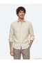 Beige Regular Fit Long Woven Casual Cotton Blend Shirt - 2