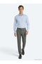 Light Blue Plain Slim Fit Long Woven Classic Cotton Blend Shirt - 2