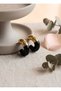 Black Gold Color Hoop Earrings - 2