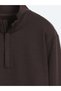 Brown High-Neck Plain Sweatshirt - 8