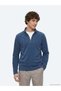 Indigo High Neck Plain Fleece Sweatshirt - 3