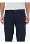 Navy Blue Denim Slim Fit Casual Cotton Blend Trousers - 3