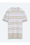 Beige Crew Neck Striped Sweater - 5