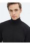 Black Full Turtleneck Plain Knit Wool Blended Sweater Sweater - 3