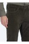 Khaki Corded Fabric Woven Slim Fit Velvet Casual Cotton Blend Trousers - 3