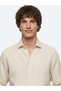 Beige Regular Fit Long Woven Casual Cotton Blend Shirt - 3