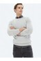 Light Gray Crew Neck Plain Knit Wool Blended Sweater - 3