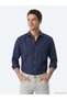 Indigo Regular Fit Long Woven Casual Cotton Blend Shirt