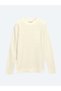 Ecru Crew Neck Jacquard Knitwear Sweater - 5