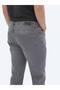 Gray Slim Fit Denim Cotton Blended Trousers - 5
