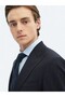 Navy Blue Striped Modern Fit Wool Blend Suit - 5