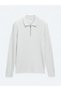 Light Gray Polo Neck Jacquard Wool Blend Knitwear Sweater - 6