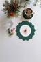 Oval Decorative Green Embroidery Edged Deer Pattern Cocktail Napkin 1 Piece