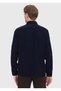 Navy Blue Plain Long Woven Velvet Casual 100% Cotton Shirt - 6