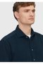 Petrol Plain Long Woven Velvet Casual 100% Cotton Shirt - 3