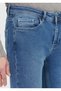 Blue Straight Slim Fit Denim Cotton Blended Trousers - 4