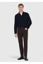 Navy Blue Plain Long Woven Velvet Casual 100% Cotton Shirt - 2