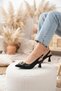 Women's Sante Black Leather Buckle Detailed Heeled Shoes - 7