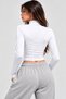 Slim Fit Zippered Long Sleeve White Blouse - 4