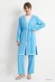 Embroidery Patterned Kimono Set - Blue