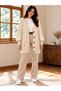 Beige Knitted Pattern Long Women's Cardigan - 7