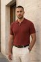 Men's Trendy Striped Claret Red Polo Collar Knitwear T-Shirt - 3