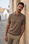 Men's Comfort Short Sleeve Brown Knitwear Polo Neck T-Shirt - 7