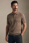Men's Comfort Short Sleeve Brown Knitwear Polo Neck T-Shirt - 4