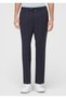 Dark Navy Blue Plain Woven Jogging Fit Casual Wool Blend Trousers - 2