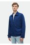 Navy Blue Regular Fit Shirt Collar Woven Coat