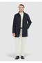 Navy Blue Regular Fit High Collar Woven Coat
