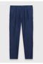 Navy Blue Plain Woven Jogging Fit Casual 100% Linen Trousers - 6