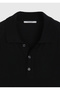 Black Polo Collar Plain Knit Silk Blend Knitwear - 7