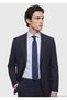 Navy Blue Striped Modern Fit Wool Blend Suit - 2