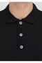 Black Plain Polo Neck 100% Cotton T-Shirt - 4