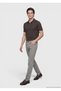 Gray Woven Slim Fit Casual Cotton Blend Trousers - 2