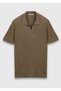 Khaki Polo Collar Striped Silk Blend Knitwear - 5