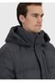 Gray Regular Fit Hooded Woven Coat - 6