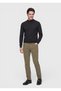 Light Green Plain Woven Slim Fit Velvet Casual Cotton Blended Pants - 3