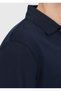 Navy Blue Polo Collar Plain Sweatshirt - 4