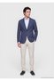 Navy Blue Shirt Shoulder Slim Fit 100% Linen Jacket - 3