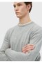Gray Crew Neck Plain Knit 100% Cashmere Sweater - 3