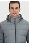 Gray Regular Fit Hooded Woven Coat - 3