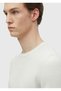 Ecru Crew Neck Plain Knit Wool Blend Sweater - 4