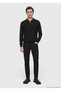 Black Polo Neck Plain Knit Wool Blended Sweater - 5